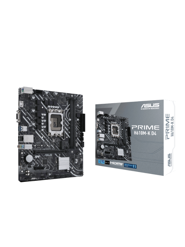 Asus Prime H610M-K D4 Mic ATX Motherboard, DDR4 Support, LGA 1700, PCIe 4.0