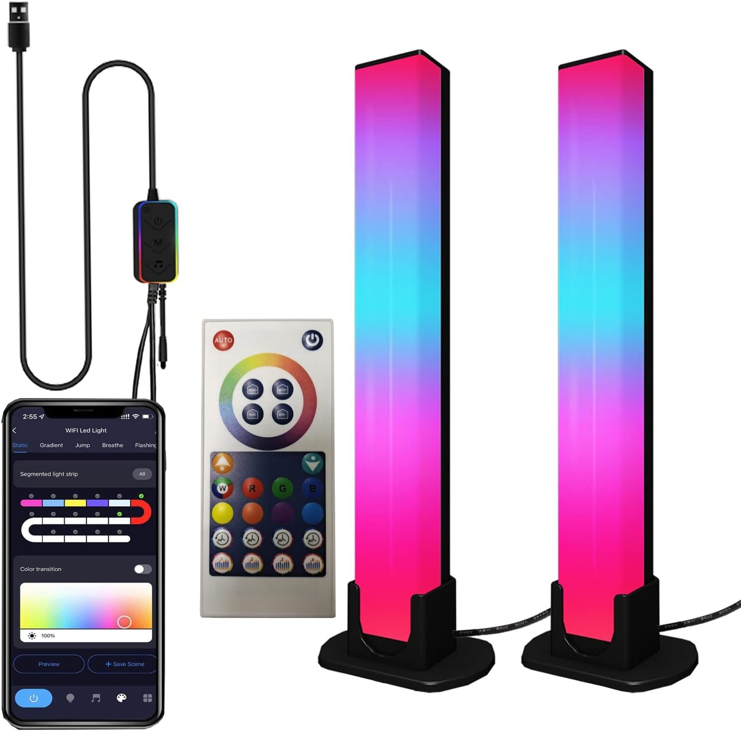 Smart RGB Light Bars, For Gaming Room Streaming | 2 Pcs- The Tech ...