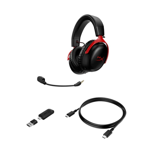 HyperX Cloud III Wireless – Gaming Headset For PC, PS5, PS4, Black/Red - Image 7