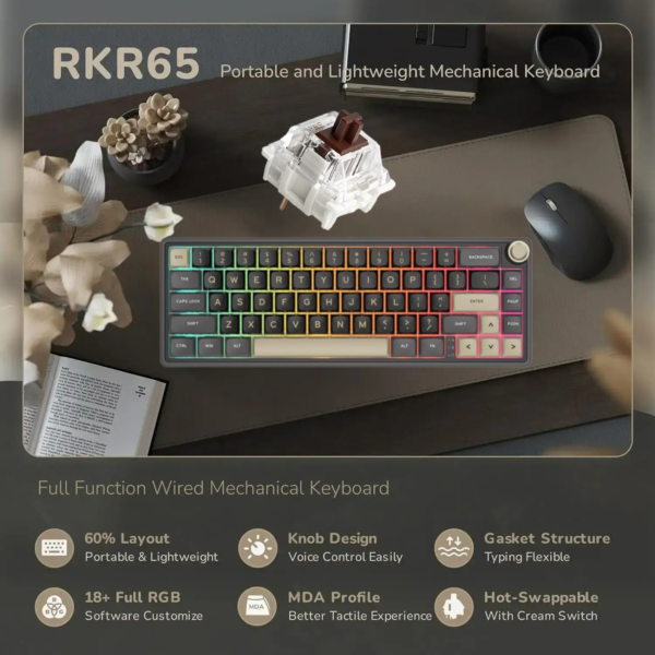 RK ROYAL KLUDGE R65 Wired Mechanical