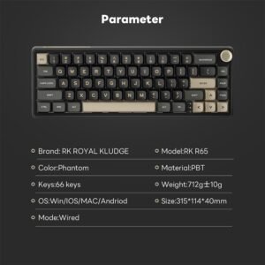 RK ROYAL KLUDGE R65 Wired Mechanical Gaming Keyboard 