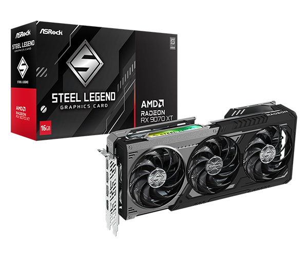 ASROCK AMD Radeon™ RX 9070 XT Steel Legend 16GB, BLACK