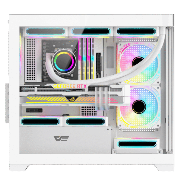 DarkFlash DS900M M-ATX PC Case, With 3 ARGB Fans, WHITE