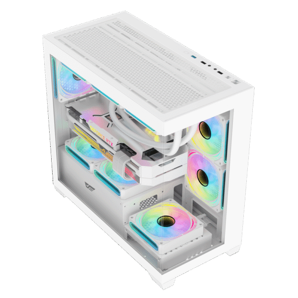 DarkFlash DS900M M-ATX PC Case, With 3 ARGB Fans, WHITE