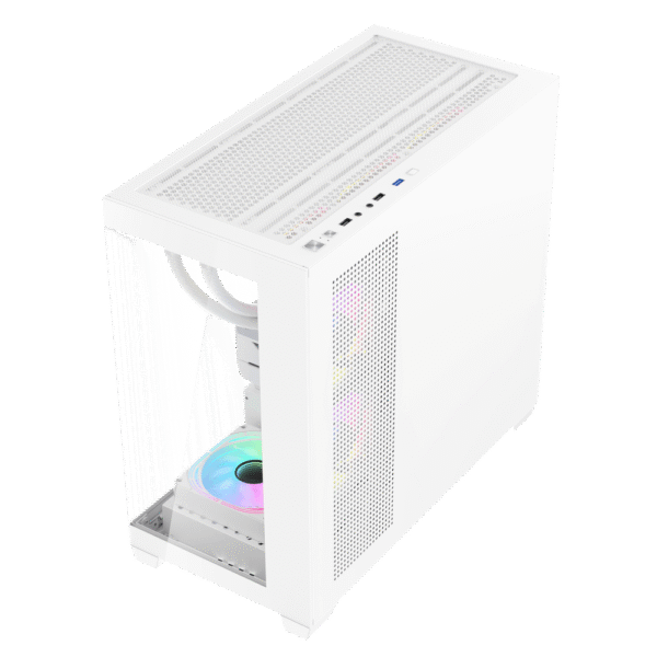 DarkFlash DS900M M-ATX PC Case, With 3 ARGB Fans, WHITE