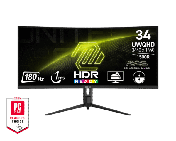 MSI MAG 342CQR E2 34" UWQHD VA, 2K 180HZ Curved Gaming Monitor 