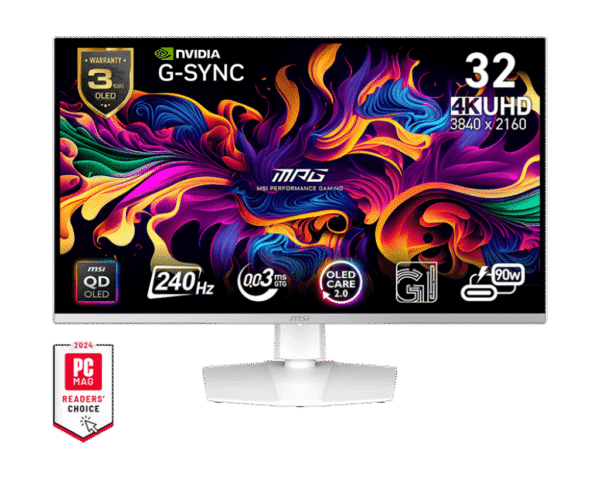 MSI MPG 321URXW QD-OLED 32", 240HZ (3840 x 2160) 4K UHD, 0.03ms (GtG) Gaming Monitor, White