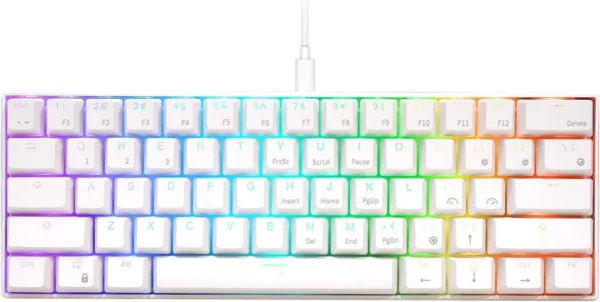 Bajeal G101 RGB Mechanical Gaming Keyboard 61 keys Blue Switches, WHITE
