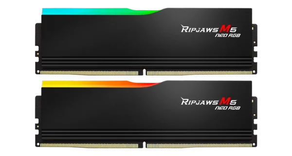 G.SKILL Ripjaws M5 Neo RGB Series (AMD Expo) DDR5 RAM 32GB (2x16GB) 6000MT/s, CL36-48-48-96, 1.25V Desktop Computer Memory UDIMM, Matte Black