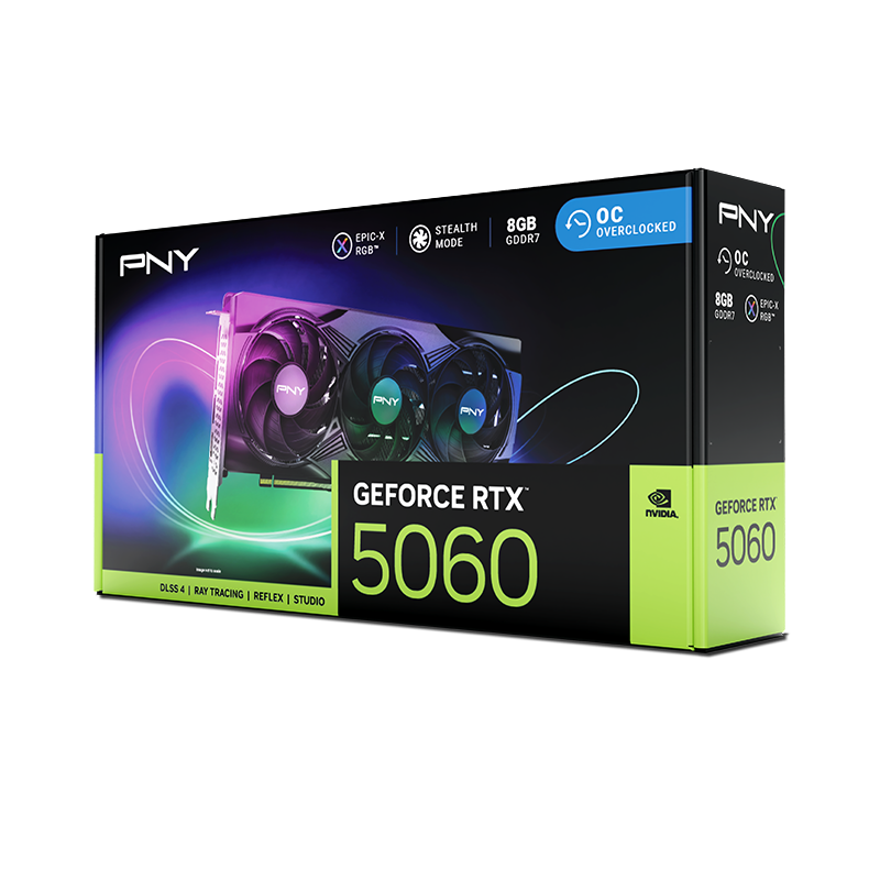 PNY GeForce RTX™ 5060 OC 8GB GDDR7 PCIe 5.0 ARGB EPIC-X RGB™ Overclocked Triple Fan GPU