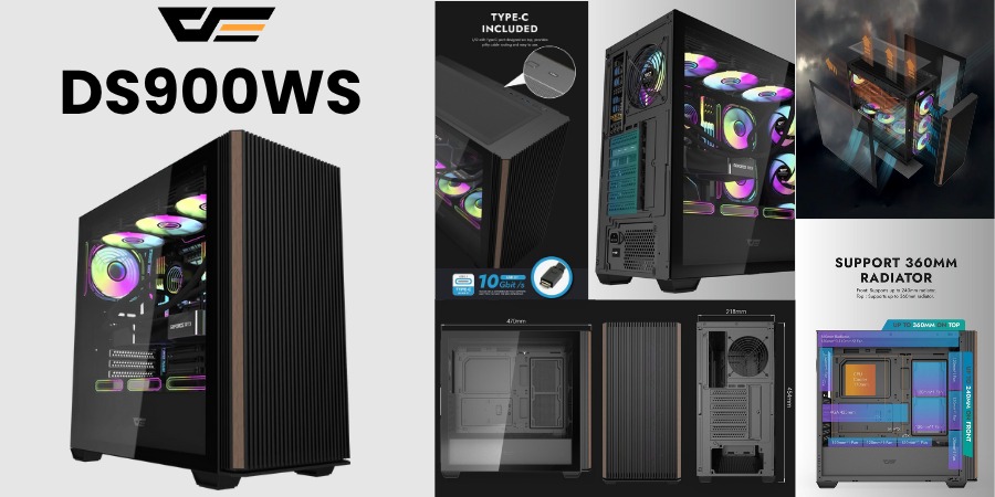 DarkFlash DS900WS ATX PC Case, BLACK