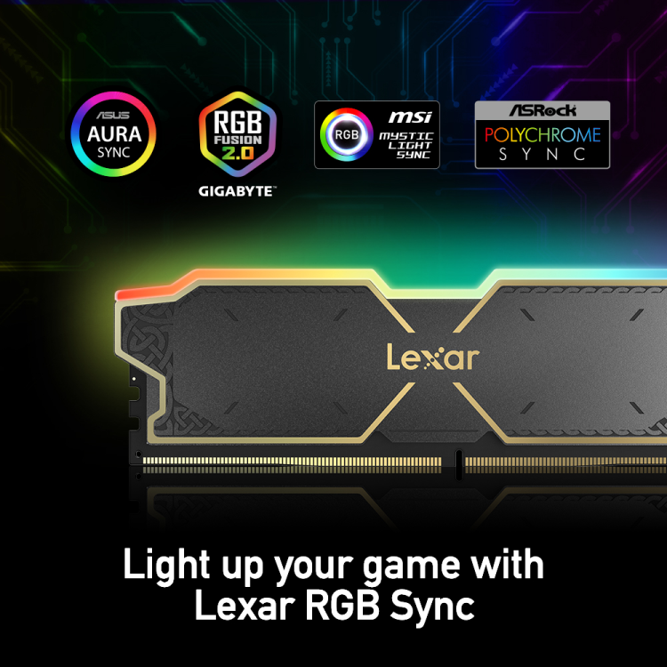Lexar THOR 32GB(2x16GB) RGB DDR5 Desktop Memory, CL38, 6000MT/s, 1.35V, Support Intel XMP 3.0/AMD Expo